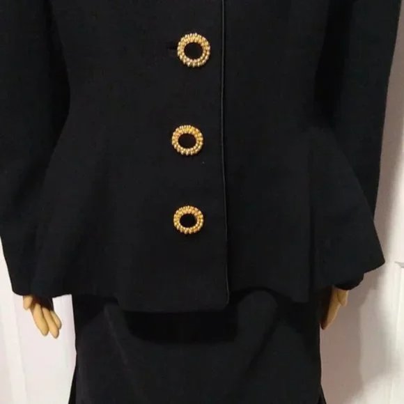 Vintage Designer Lilli Ann Blazer 70s Black Peplum Union Made in USA Medium - Picture 6 of 13